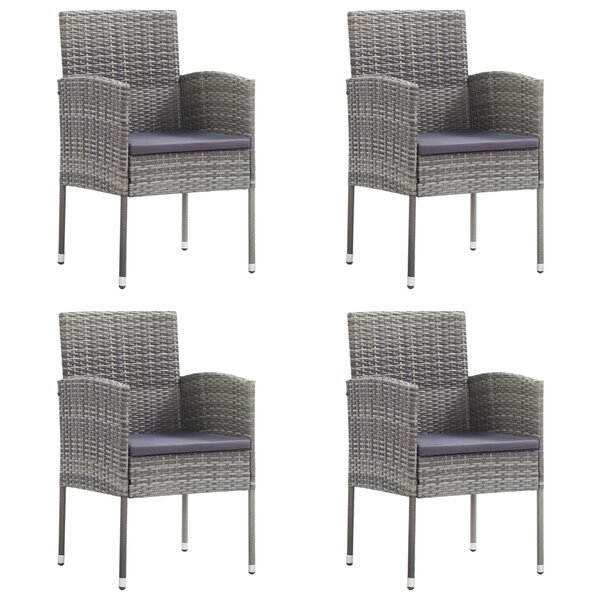 vidaXL Chaises de jardin coussins gris foncé 4 Pièces gris résine tressée