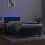 vidaXL Sommier à lattes de lit et matelas et LED Vert foncé 90x190 cm