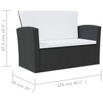 vidaXL Salon de jardin 8 Pièces avec coussins résine tressée noir