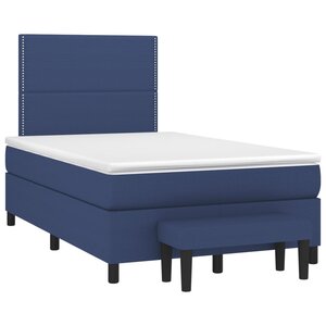 vidaXL Sommier à lattes de lit avec matelas bleu 120x190 cm tissu