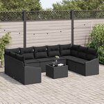 vidaXL Ensemble de canapé de jardin 10 Pièces Noir Poly rotin