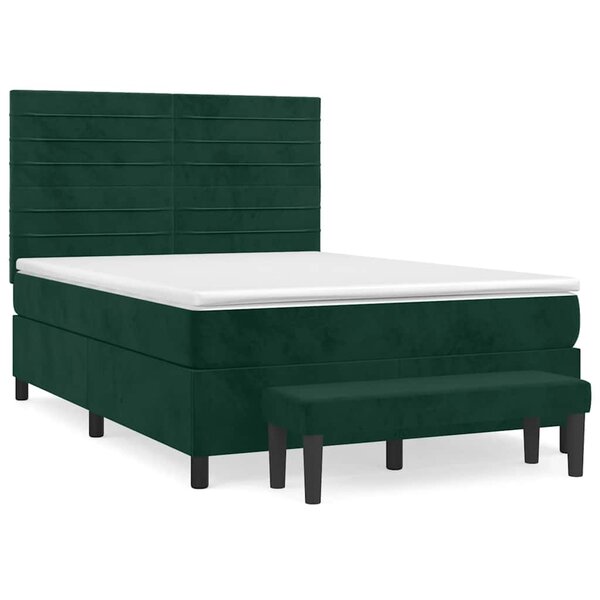 vidaXL Sommier à lattes de lit et matelas Vert foncé 140x200cm Velours