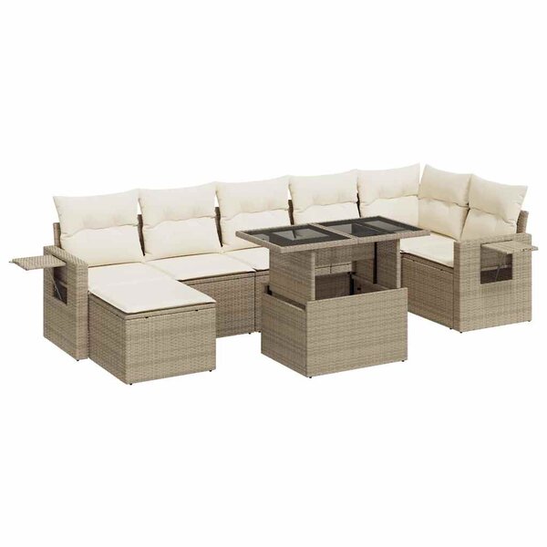 vidaXL Salon de jardin avec coussins 8 Pièces beige résine tressée