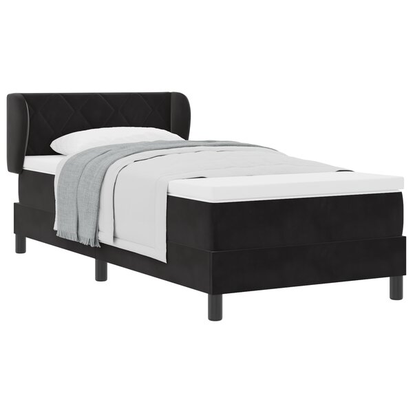 Lit à ressorts vidaXL avec matelas Noir 90x190 cm Velours