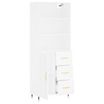 vidaXL Buffet haut Blanc 69 5x34x180 cm Bois d'ingénierie