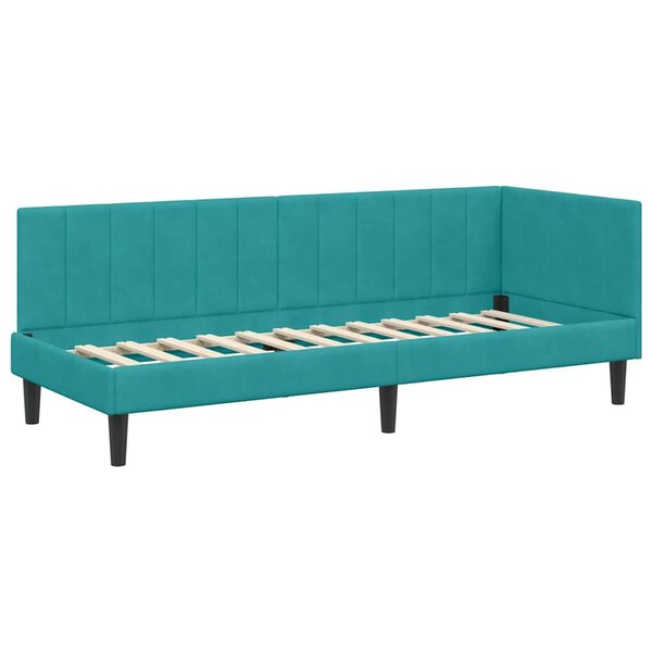 vidaXL Cadre de lit d'angle Turquoise 80 cm x 200 cm tissu