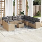 vidaXL Salon de jardin avec coussins 12 Pièces beige résine tressée