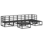 vidaXL Ensemble de canapé de jardin 6 Pièces Noir 70 x 70 x 32 cm