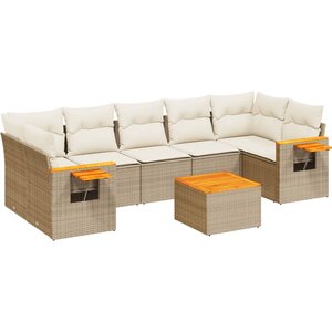 vidaXL Salon de jardin avec coussins 8 Pièces beige résine tressée
