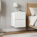 vidaXL Cabinet de chevet mural 2 pièces Blanc brillant