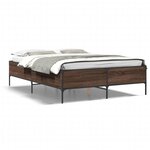 vidaXL Cadre de lit chêne marron 140x190 cm bois d'ingénierie et métal