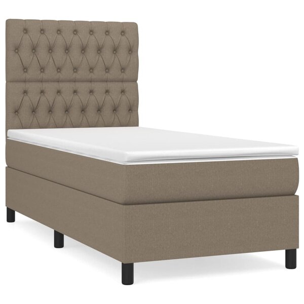 vidaXL Sommier à lattes de lit avec matelas Taupe 90x190 cm Tissu