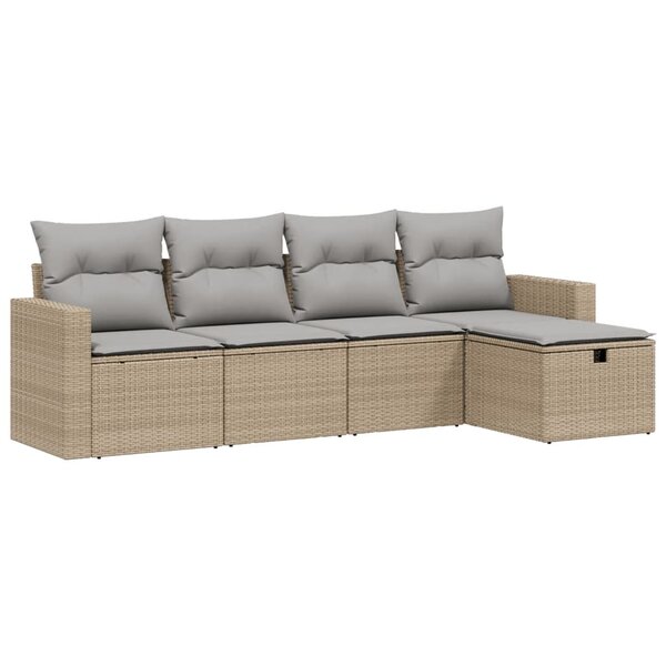 vidaXL Salon de jardin avec coussins 5Pièces mélange beige résine tressée
