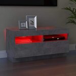 vidaXL Meuble TV avec lumières LED gris béton 80x35x40 cm