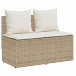 vidaXL Ensemble à manger de jardin et coussins 3 Pièces Beige poly rotin