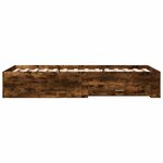 vidaXL Cadre de lit et tiroirs chêne fumé 90x200 cm bois d'ingénierie