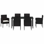 vidaXL Ensemble de salle à manger pour jardin 7 Pièces Noir Poly rotin