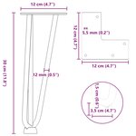 vidaXL Pieds en épingle à cheveux pour table basse 4 pièces Anthracite 30 cm Acier massif