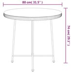 vidaXL Table de salle à manger Noir Ø80 cm Verre trempé et acier