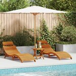 vidaXL Ensemble de 3 transats avec table d'appoint en bois d'acacia massif