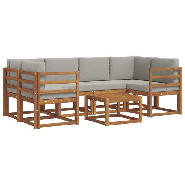 vidaXL Ensemble de canapés d'extérieur 7 pc Gris Naturel et Clair