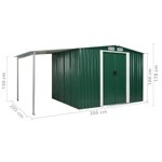 vidaXL Abri de jardin avec portes Vert 386x205x178 cm Acier