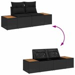 vidaXL Ensemble de canapé de jardin avec coussin 4 Pièces Noir polyrotin
