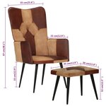 vidaXL Fauteuil avec repose-pieds Marron Cuir véritable et toile