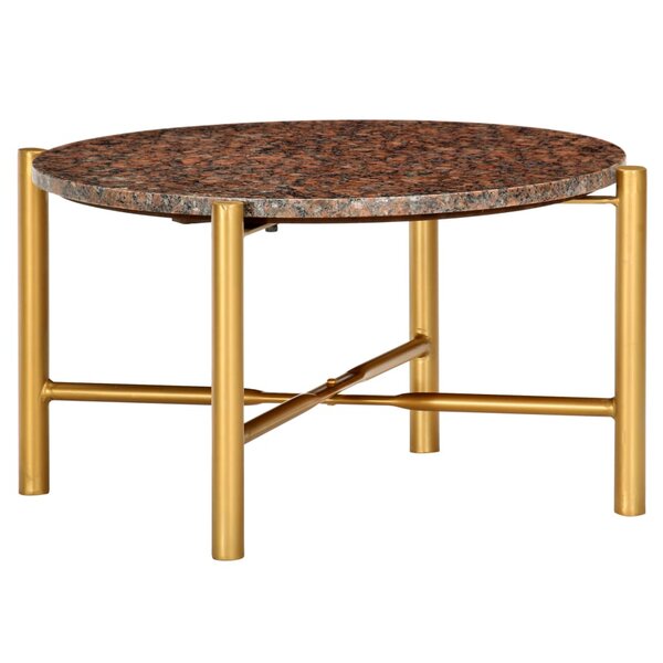 vidaXL Table basse Marron 60x60x35 cm Pierre véritable texture marbre