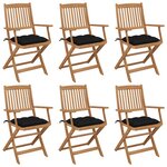 vidaXL Chaises pliables de jardin lot de 6 avec coussins Bois d'acacia