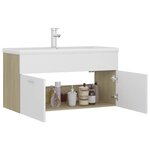 vidaXL Armoire d'évier et lavabo intégré Blanc/chêne sonoma Aggloméré