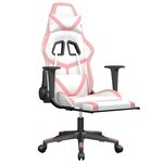 vidaXL Chaise de jeu avec repose-pied Blanc et rose Similicuir