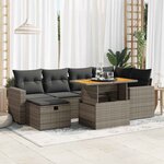 vidaXL Salon de jardin avec coussins 8 Pièces gris résine tressée acacia