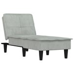 vidaXL Chaise longue gris clair velours