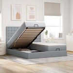 VidaXL Cadre de lit ottoman et matelas gris clair 200x200cm tissu