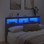 vidaXL Armoire tête de lit avec LED gris béton 180x17x102 cm