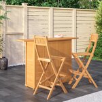 vidaXL Ensemble de bar d'extérieur 3 Pièces Bois de teck solide