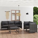 vidaXL Salon de jardin 6 Pièces avec coussins Résine tressée Gris