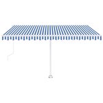 vidaXL Auvent automatique capteur de vent/LED 400x300 cm Bleu et blanc