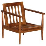 vidaXL Ensemble de canapés 3 Pièces Cuir véritable Bois massif d'acacia