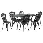 vidaXL Ensemble de salle à manger de jardin 7 pièces en aluminium coulé noir
