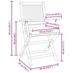 Chaises de jardin pliantes vidaXL avec coussin gris 2 pièces en bois d'acacia solide