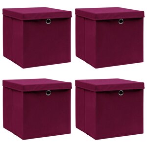vidaXL Boîtes de rangement 4 Pièces Rouge foncé 32x32x32 cm Tissu