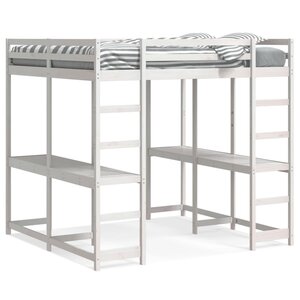 vidaXL Lit superposé et bureau et échelle 160x200cm bois de pin massif