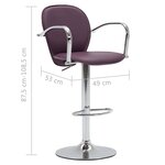 vidaXL Tabourets de bar avec accoudoir lot de 2 violet similicuir