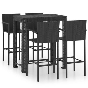 vidaXL Ensemble de bar d'extérieur 5 Pièces accoudoir Résine tressée Noir