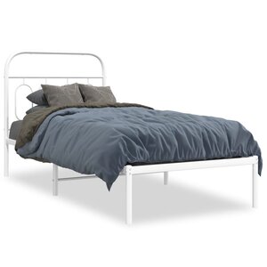vidaXL Cadre de lit métal sans matelas avec tête de lit blanc 80x200cm
