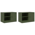vidaXL Meubles TV 2 Pièces vert olive 67x39x44 cm acier