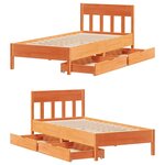 vidaXL Cadre de lit sans matelas cire marron 90x200 cm bois pin massif