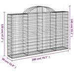 vidaXL Paniers à gabions arqués 40 Pièces 200x30x120/140 cm Fer galvanisé
